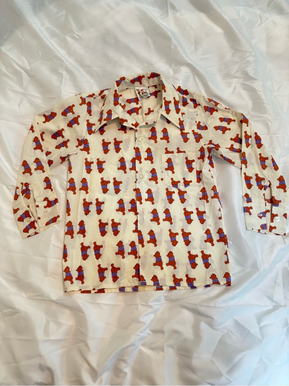 Vintage 60s 70s era Sears Button-Down Shirt Walt Disney Winnie the Pooh 5/6